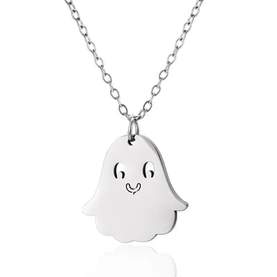 Jewelry Funny Pumpkin ghost Spider 201 Stainless Steel Asymmetrical Hollow Out Pendant Necklace
