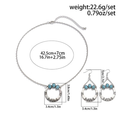 Copper Water Droplets Eye Rhombus Jewelry Set