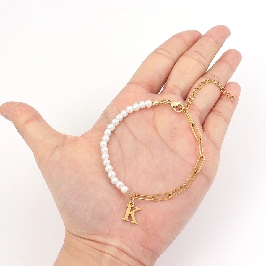 Elegant Simple Style Classic Style Letter 201 Stainless Steel 304 Stainless Steel Imitation Pearl Bracelets In Bulk