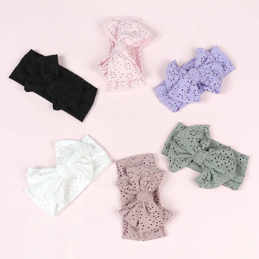 pastoral polka dots cloth bowknot hollow out hair band