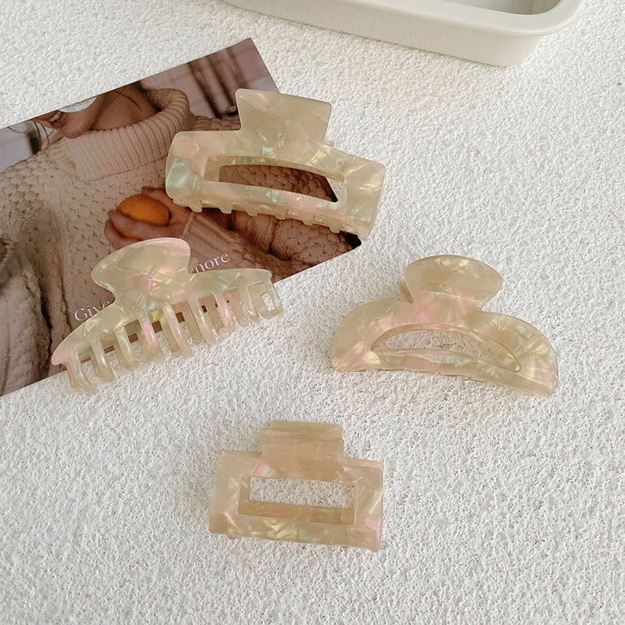 fashion solid color plastic resin polishing hollow out hair claws