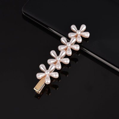 simple style geometric bow knot imitation pearl alloy plastic hair clip 1 piece