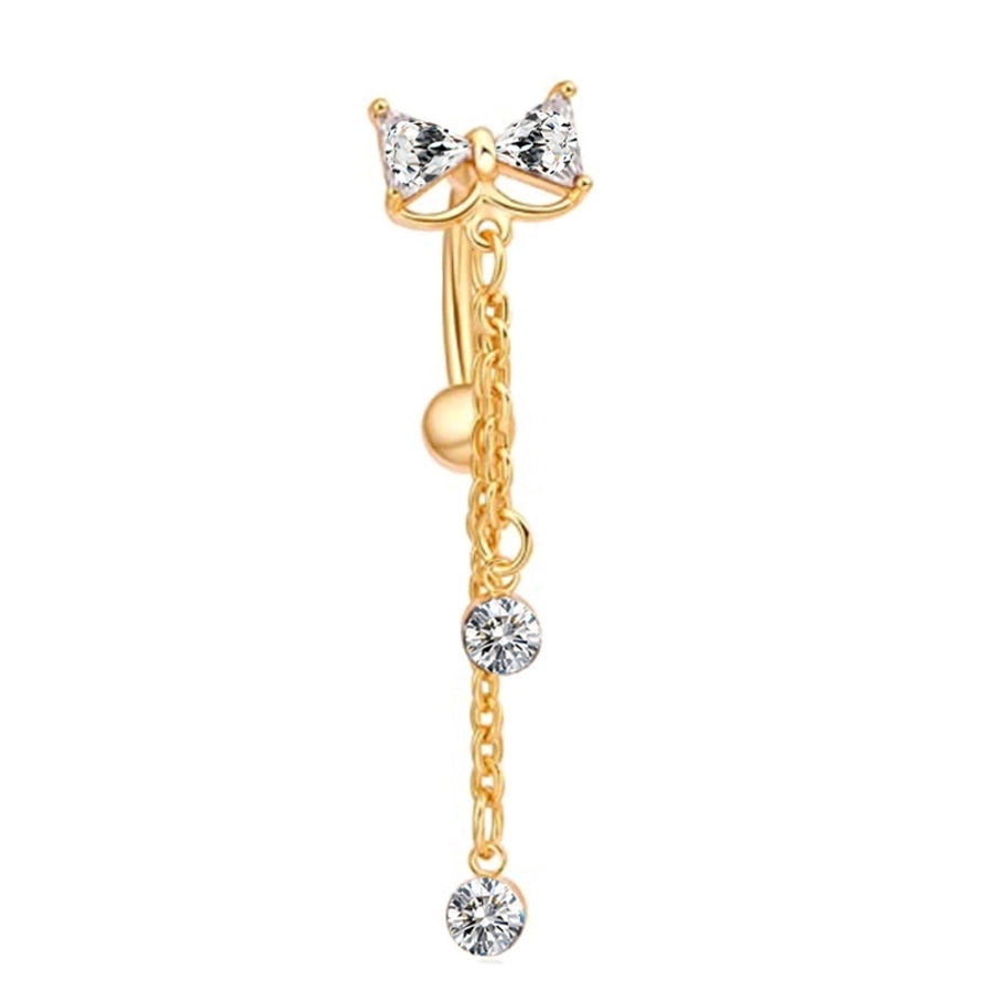 1 Piece Belly Rings Simple Style Shiny Round Heart Shape Bow Knot 316L Stainless Steel  Inlay Zircon