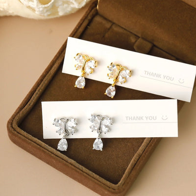 1 Pair Sweet Commute Shiny Water Droplets Inlay Copper Zircon 18K Gold Plated White Gold Plated Ear Studs