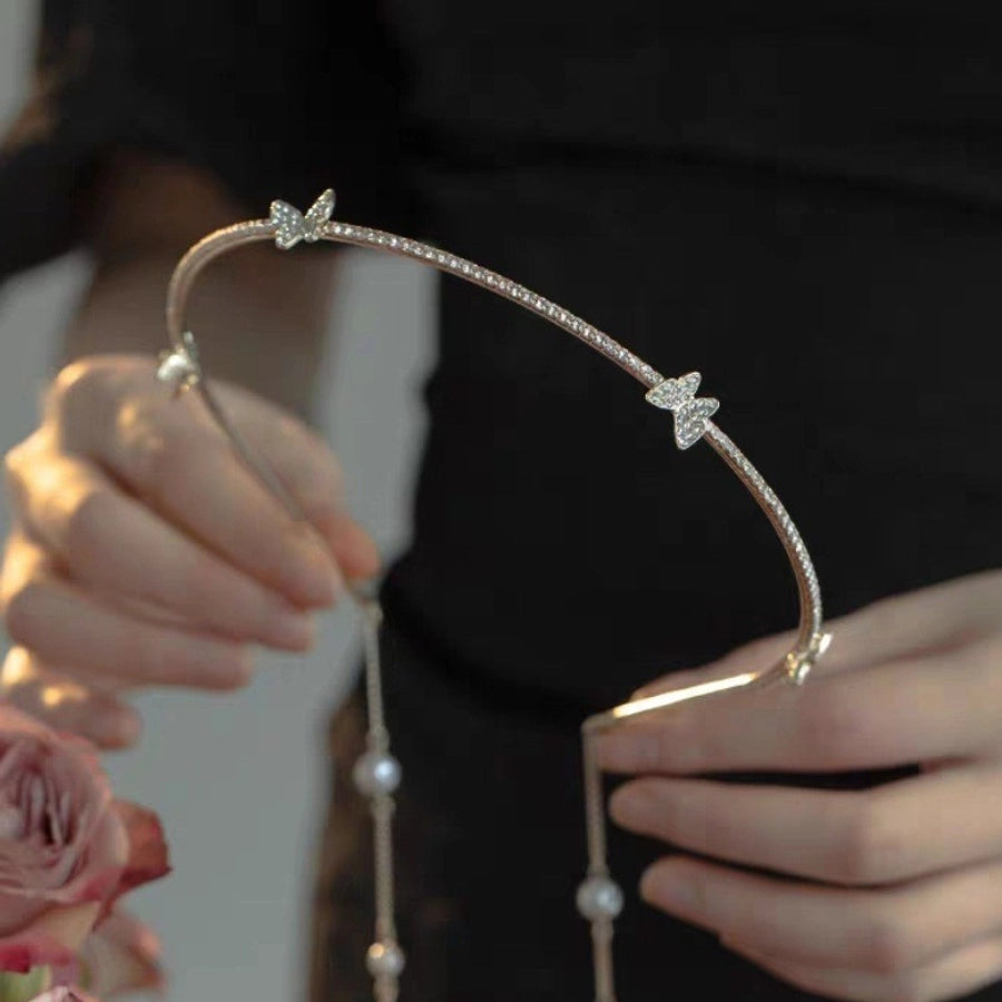 shiny butterfly alloy diamond hair band