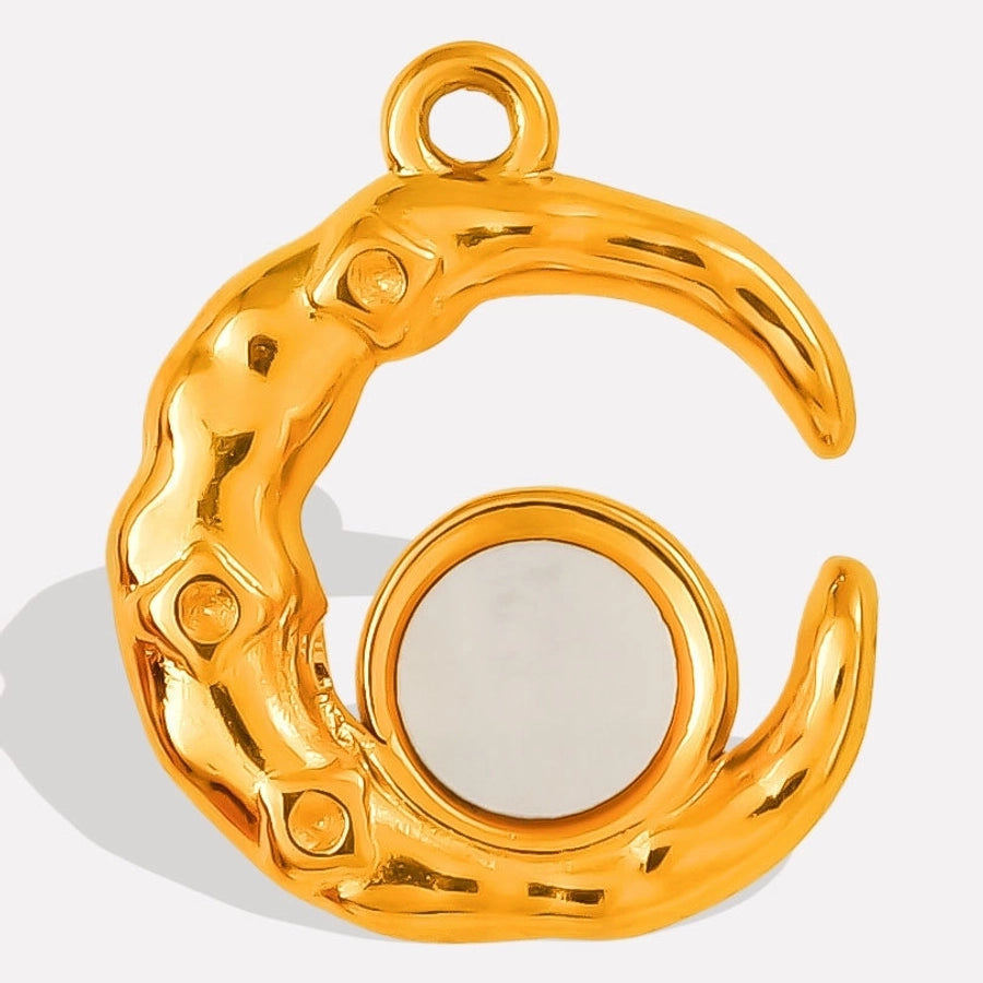 Jewelry Vintage Style Classic Style Moon 304 Stainless Steel Shell Abalone Shell 18K Gold Plated Irregular Plating Pendant Necklace