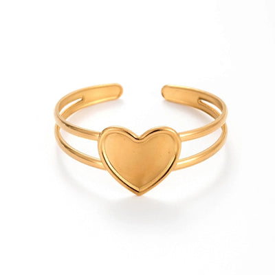 Simple Style Roman Style British Style Leaf Heart Shape Solid Color 304 Stainless Steel Bangle In Bulk