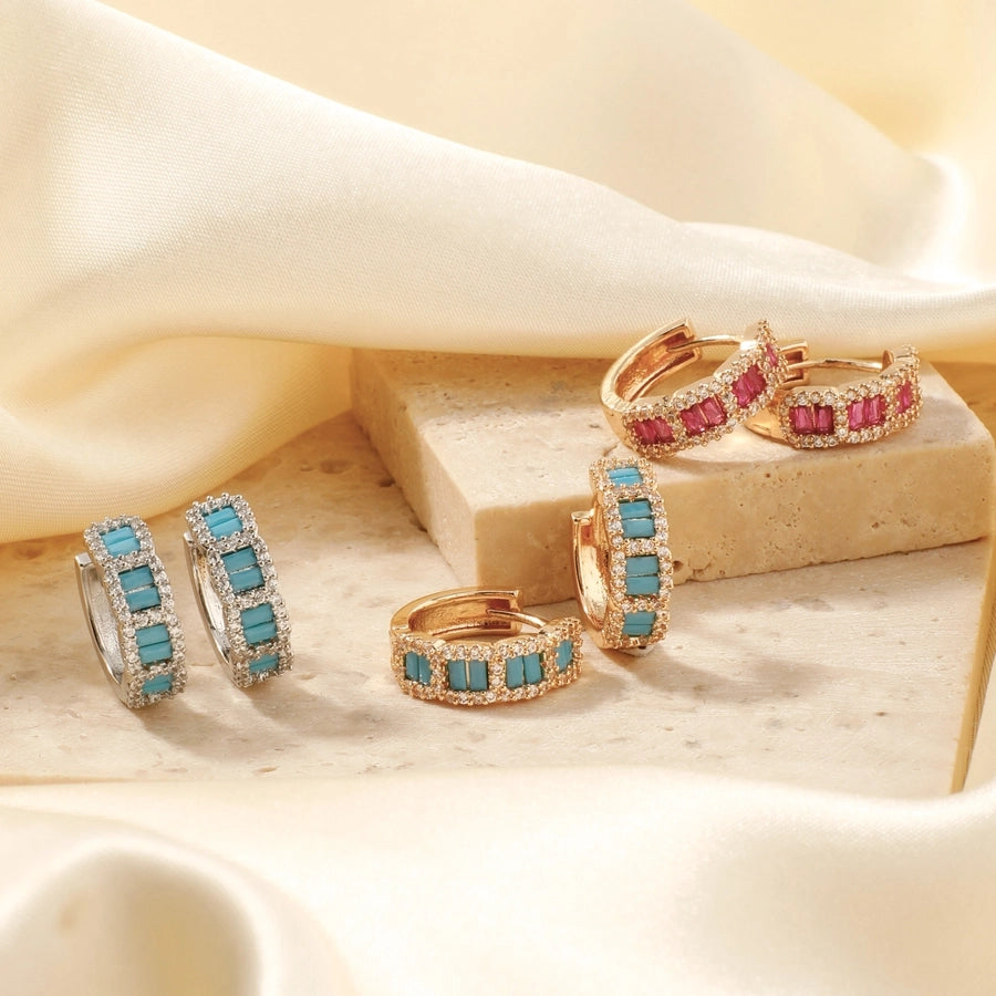 1 Pair Elegant Streetwear Shiny Geometric Inlay Copper Zircon K Gold Plated Rhodium Plated Earrings