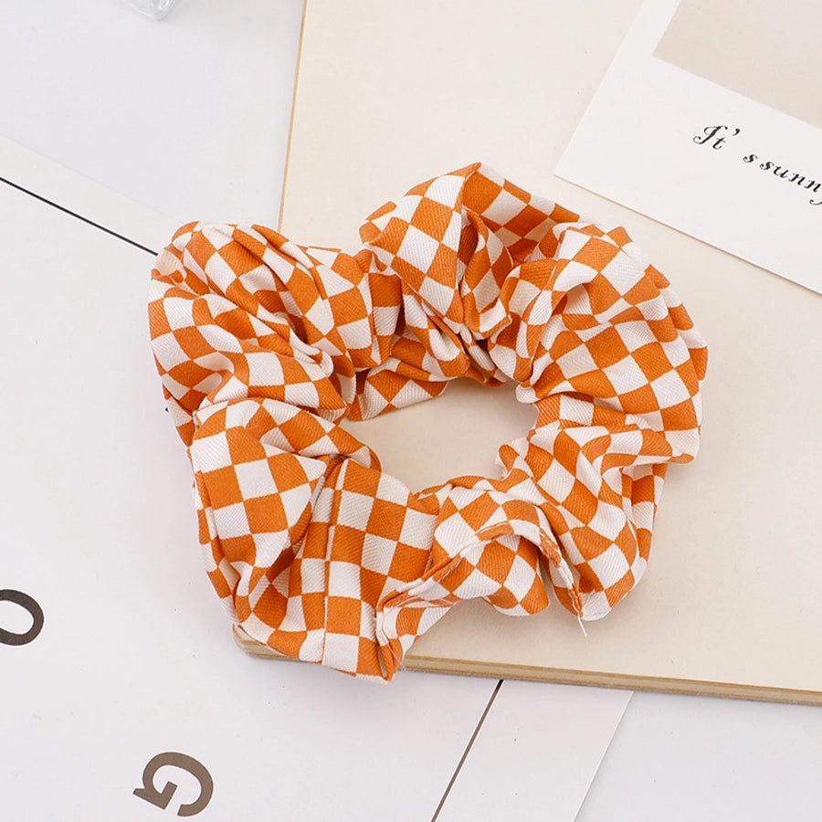 women's sweet simple style plaid cloth hair tie