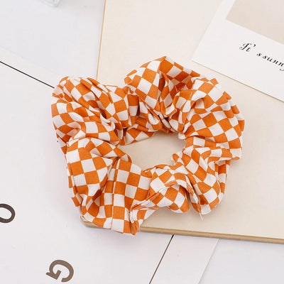 women's sweet simple style plaid cloth hair tie