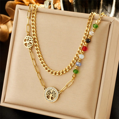 Jewelry Lady Heart Shape Eye Titanium Steel Zircon Plating Necklace