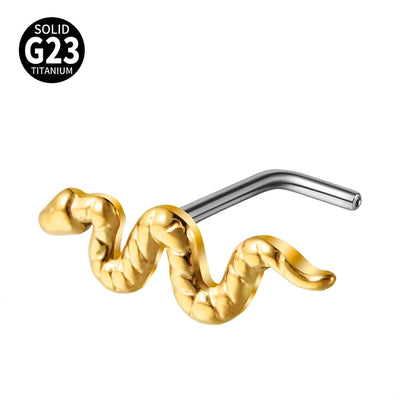 1 Piece Nose Rings & Studs Casual Snake G23 Titanium Alloy 18K Gold Plated Nose Rings & Studs