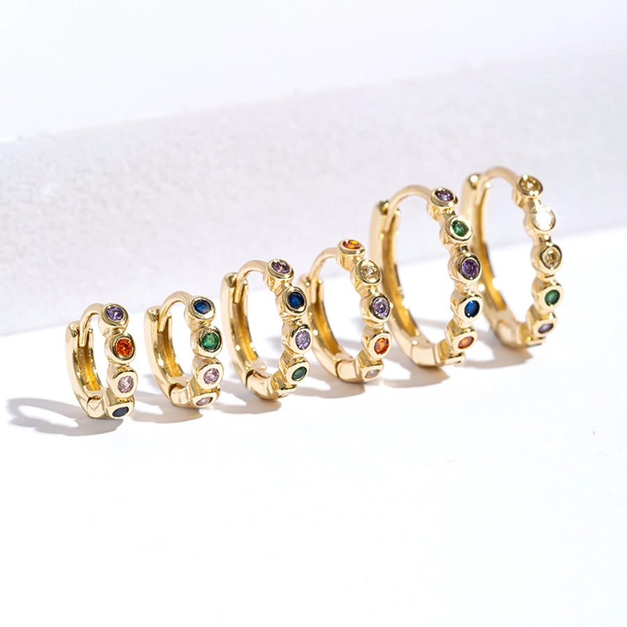 1 Pair Simple Style Geometric Plating Copper Zircon Earrings