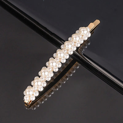simple style geometric bow knot imitation pearl alloy plastic hair clip 1 piece