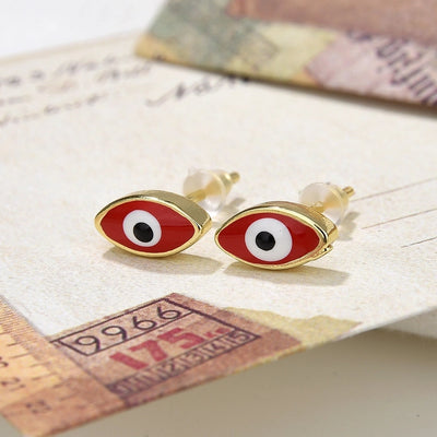 Copper Plating 18K Color-Preserving Glossy Dripping Eyes Oval Earrings Ear Studs