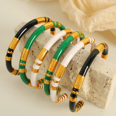 IG Style Casual Simple Style Geometric 304 Stainless Steel 18K Gold Plated Bangle In Bulk