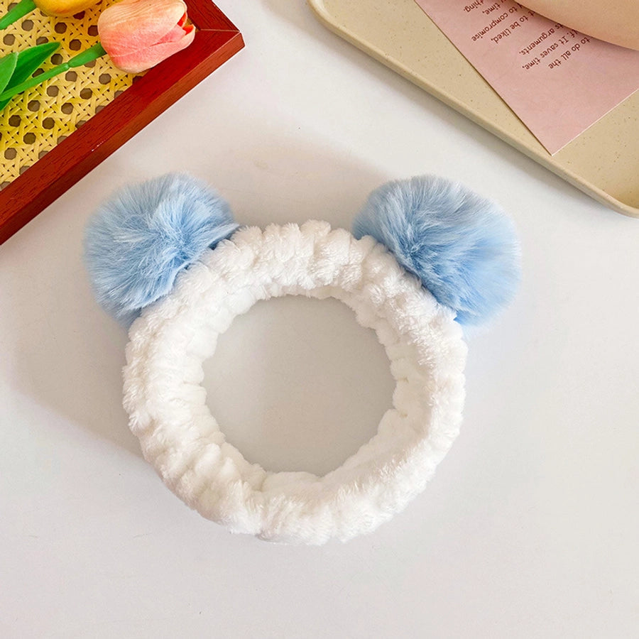 cute geometric flannel pom poms hair band