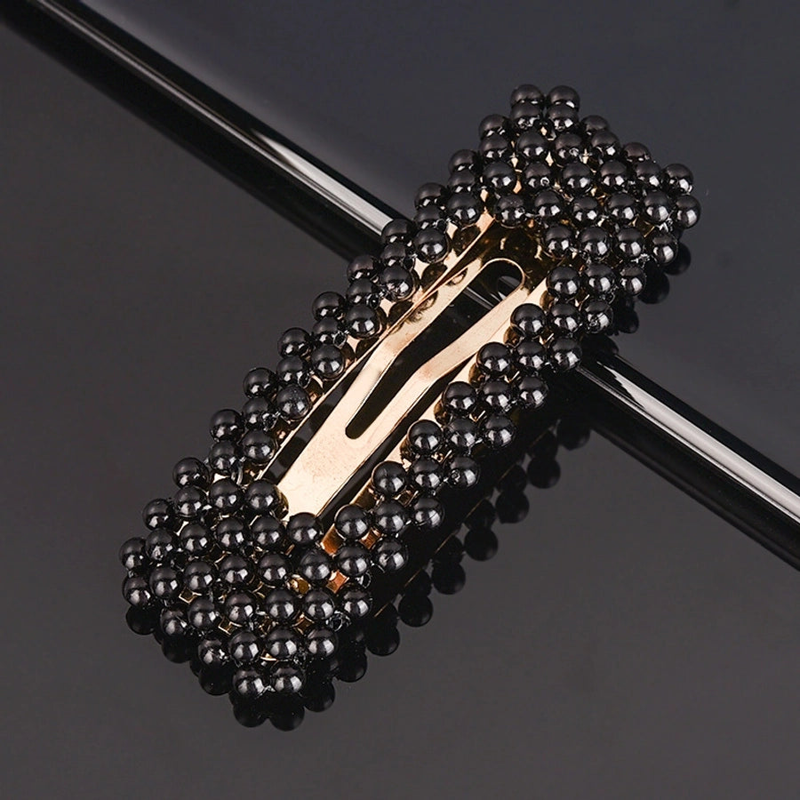 simple style geometric bow knot imitation pearl alloy plastic hair clip 1 piece