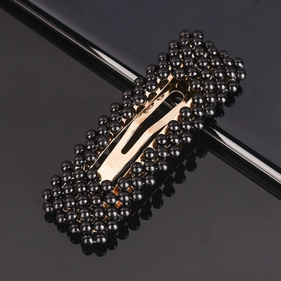 simple style geometric bow knot imitation pearl alloy plastic hair clip 1 piece