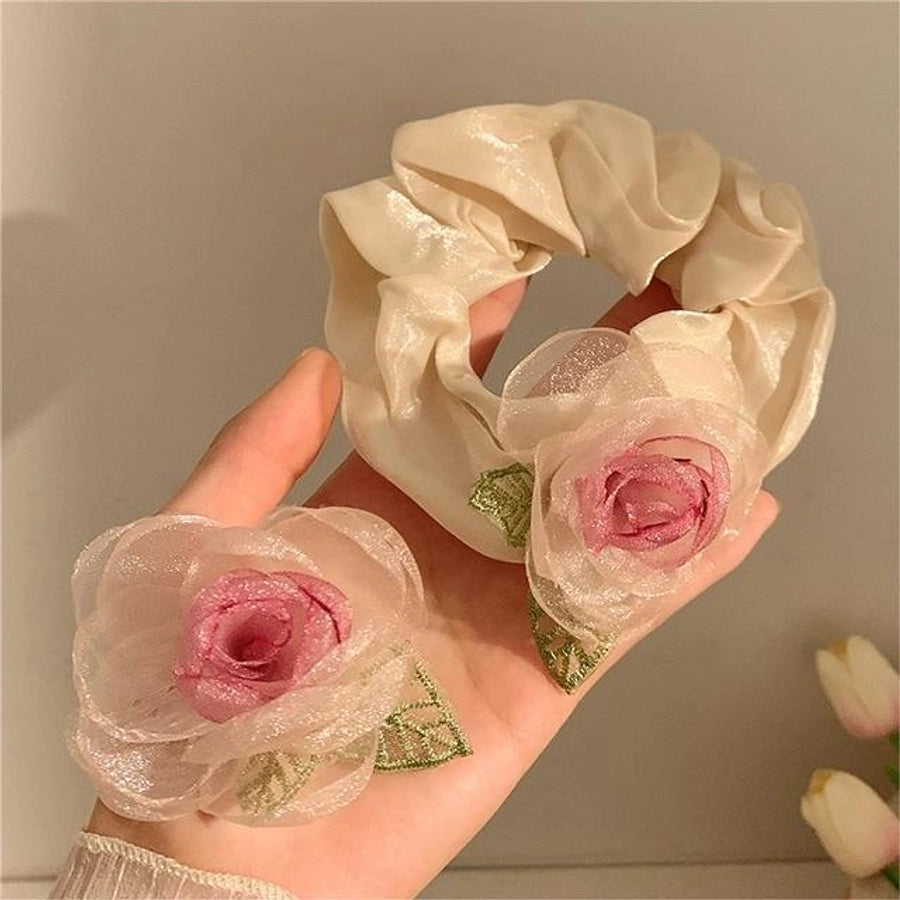 Women's Princess Sweet Rose Mixed materials Hair Clip Hair Tie