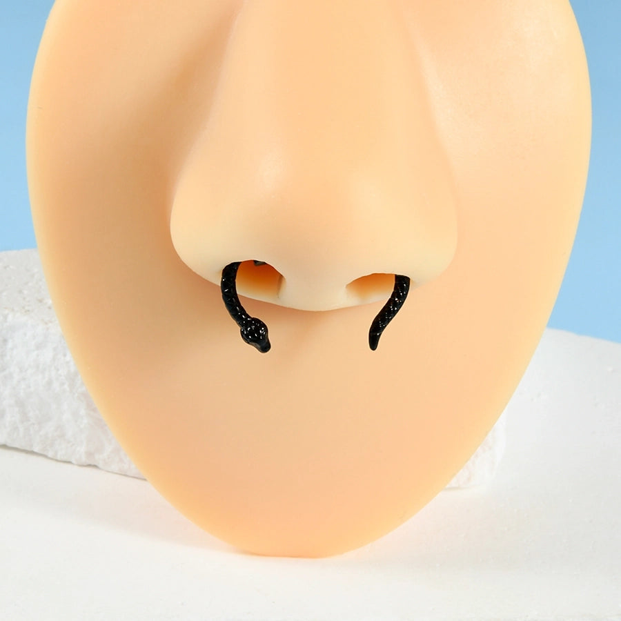 1 Piece Nose Rings & Studs Casual Streetwear Horns Snake-Shaped 304 Stainless Steel 18K Gold Plated Nose Rings & Studs