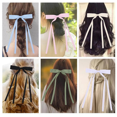hot sale long ribbon bow hairpin sweet Ribbon Girl hairpin hairpin women's back spoon duckbill clip