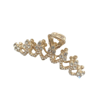 korean style imitation pearl metal rhinestone catch clip