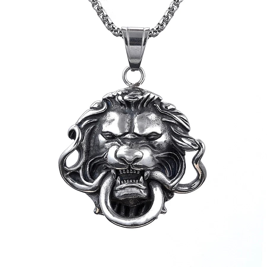 Jewelry Retro Lion 304 Stainless Steel Pendant Necklace