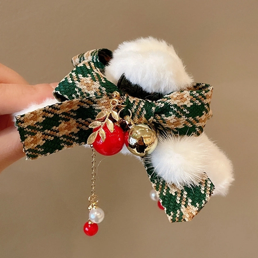 Christmas Casual Simple Style Streetwear Women's Bow Knot Arylic Alloy Hair Claws