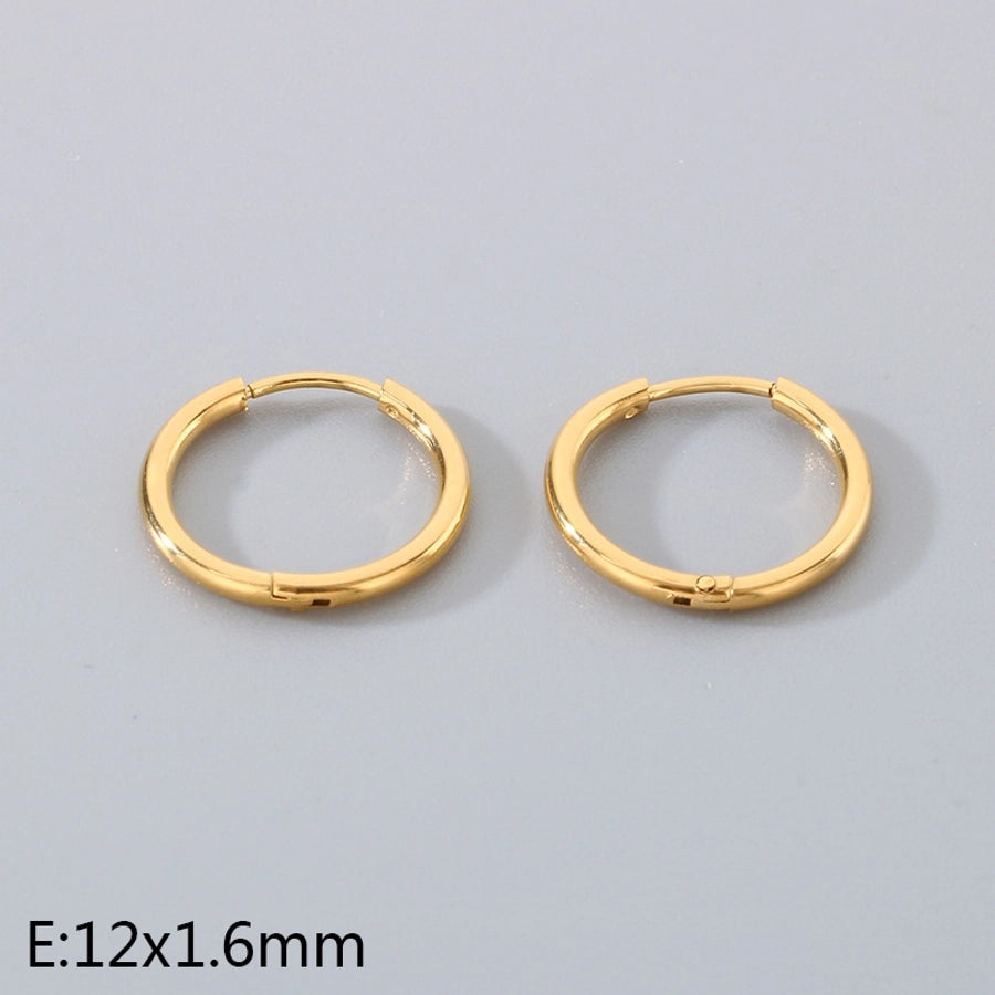 1 Pair Simple Style Round 304 Stainless Steel 18K Gold Plated Earrings
