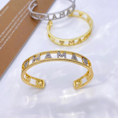 Jewelry Vintage Style Classic Style Letter Copper Zircon Mixed Metal Plating Bangle