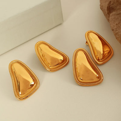 1 Pair IG Style Retro French Style Geometric Polishing Plating 304 Stainless Steel 18K Gold Plated Ear Studs