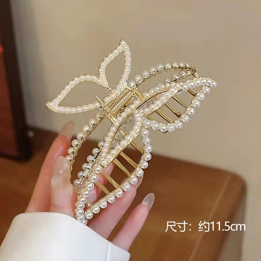 fashion flower metal plating artificial rhinestones hair claws 1 piece