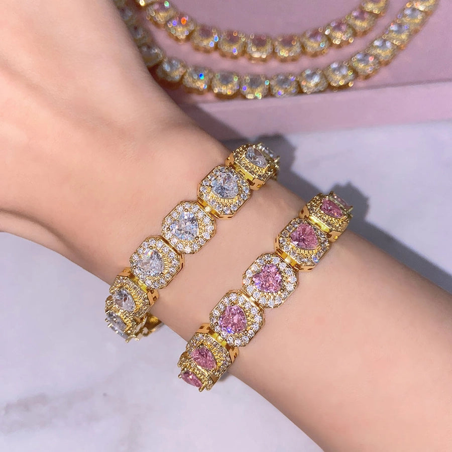 Copper Zircon Plating Inlay Square Zircon Bracelets