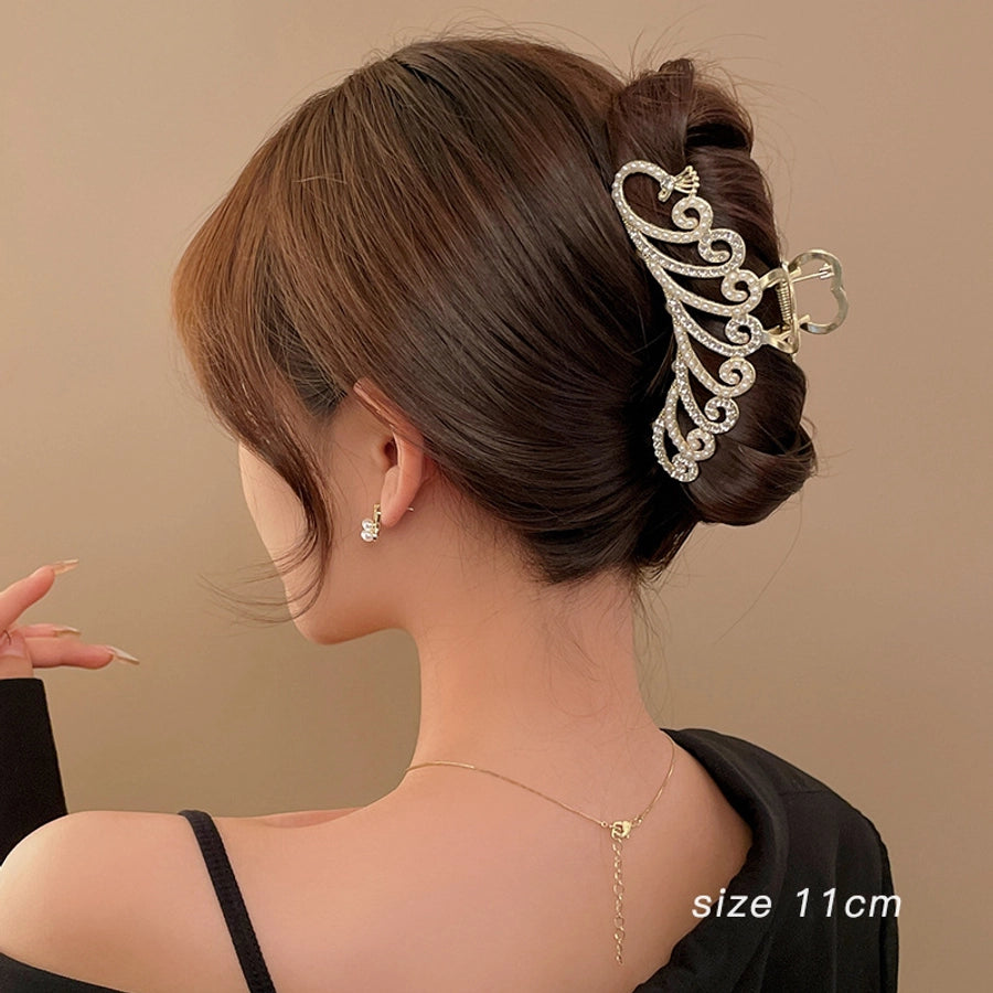 simple style solid color alloy resin hollow out hair claws