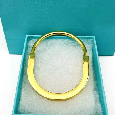 Elegant Simple Style Round Titanium Steel 18K Gold Plated Rhinestones Bangle In Bulk