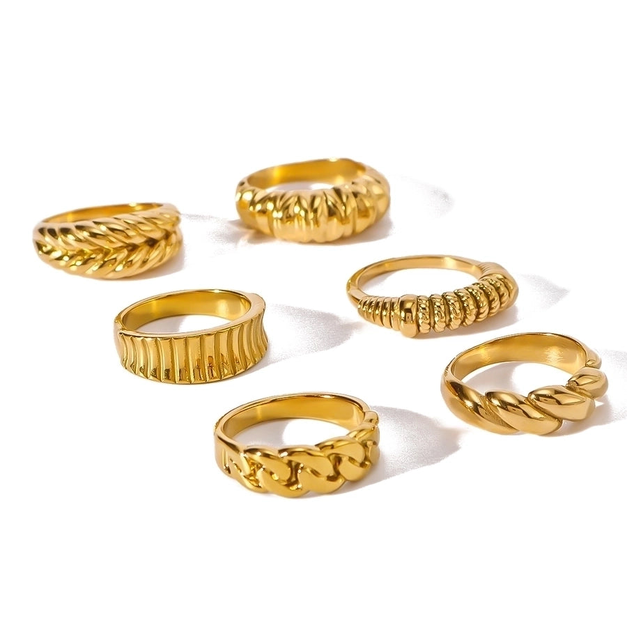 Jewelry Vintage Style Commute Geometric 304 Stainless Steel 18K Gold Plated Rings