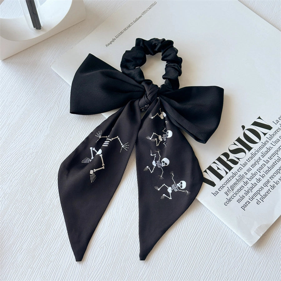 New Bow Long Ponytail Ribbon Large Intestine Hair Ring   Hot Sale Skull Hair Ring Hair Rope