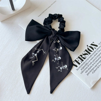 New Bow Long Ponytail Ribbon Large Intestine Hair Ring   Hot Sale Skull Hair Ring Hair Rope