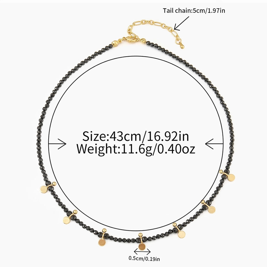 Retro Geometric natural stone Copper Black Pointed Crystal Necklace In Bulk