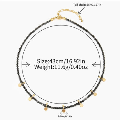 Retro Geometric natural stone Copper Black Pointed Crystal Necklace In Bulk