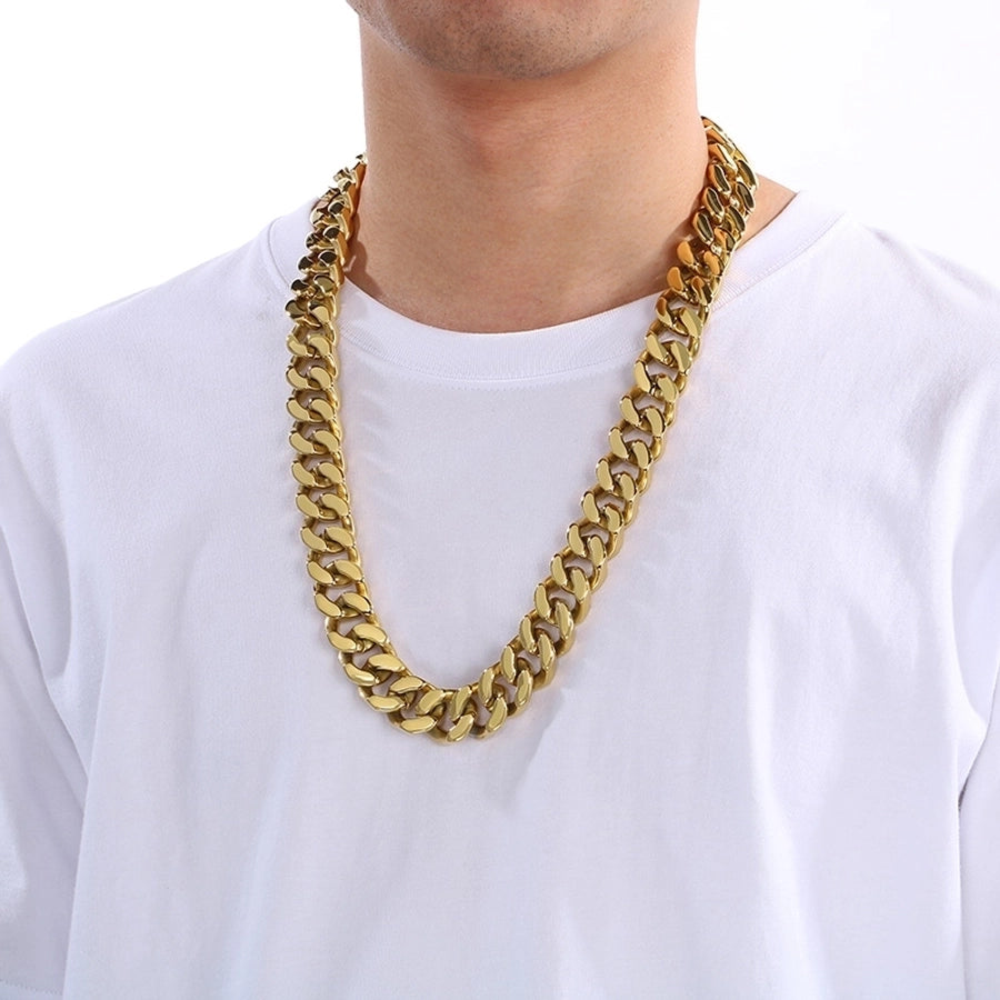 Domineering Fashion Personalized Stainless Steel Vacuum Electroplating Four-Sided Grinding Men's Necklace