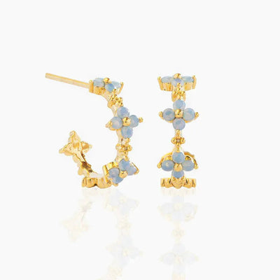 1 Pair Sweet C Shape Flower Copper Zircon Ear Studs