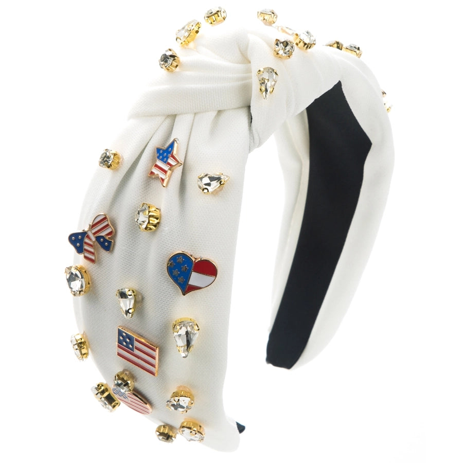 Women's Casual Vintage Style Pentagram National Flag Alloy Cloth Inlay Rhinestones Hair Band