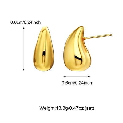 1 Pair Casual Simple Style Water Droplets 304 Stainless Steel 18K Gold Plated Ear Studs