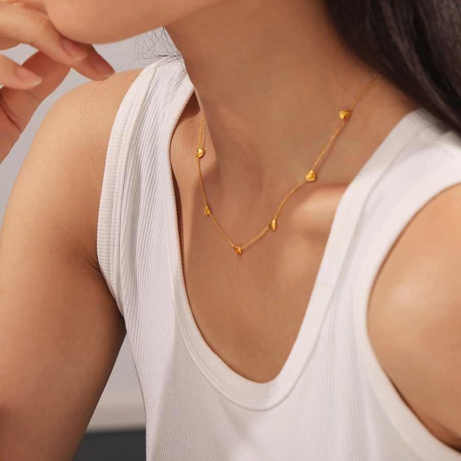 Jewelry Casual Beach Simple Style Heart Shape Titanium Steel Necklace