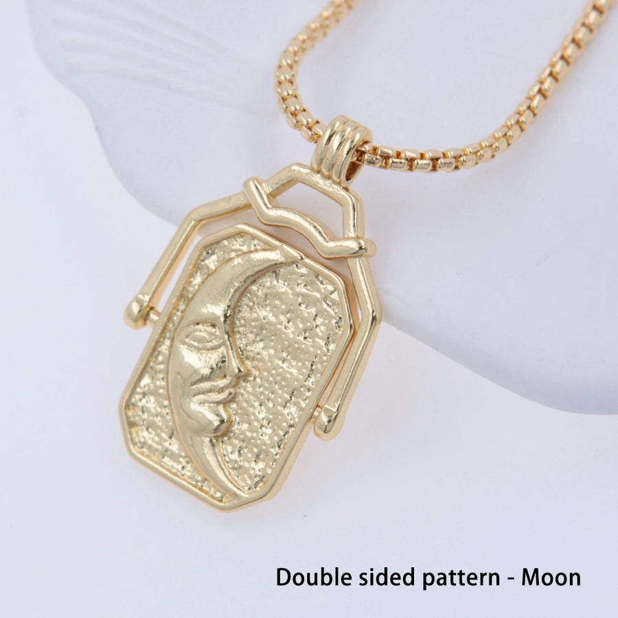 Classic Style Sun Copper 18K Gold Plated Unisex Pendant Necklace