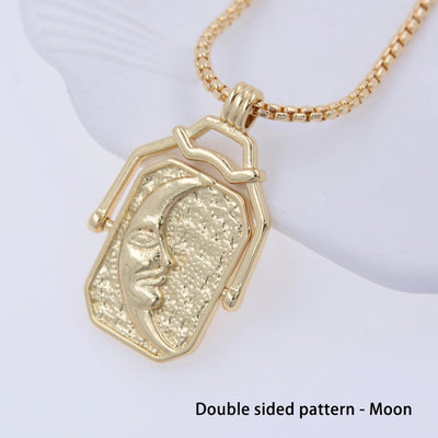 Classic Style Sun Copper 18K Gold Plated Unisex Pendant Necklace