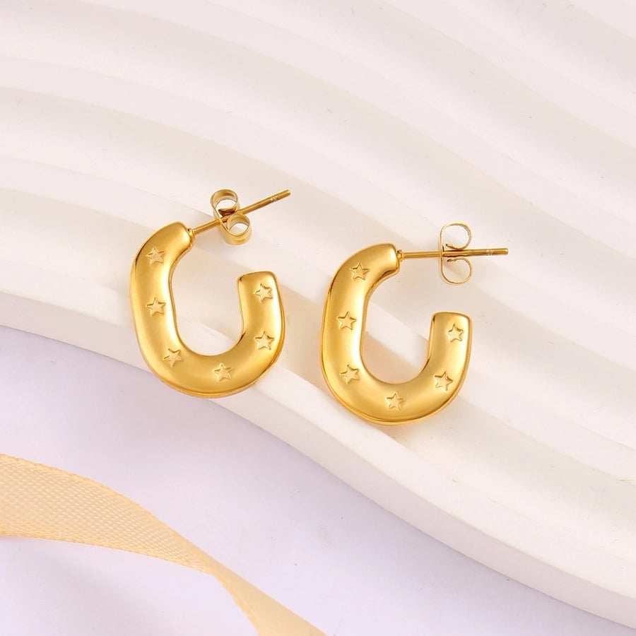 1 Pair Simple Style Commute Pentagram 304 Stainless Steel 316 Stainless Steel  18K Gold Plated Ear Studs