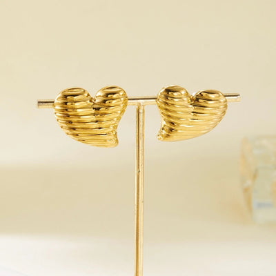 1 Pair Elegant Heart Shape Butterfly Bow Knot 201 Stainless Steel Ear Studs